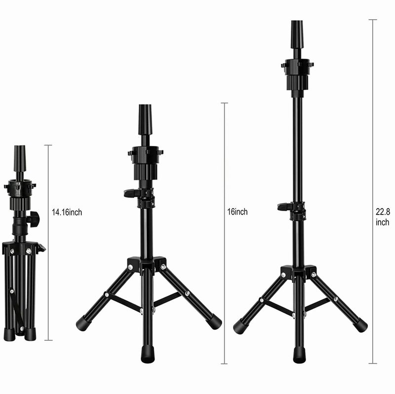 FUTAI 22 inches Canvas Mannequin Head with Tripod Stand Wig Cap T Pins Rat Tail Comb and Hairpins for Wig Making Practice Styling Training Display - Image 3
